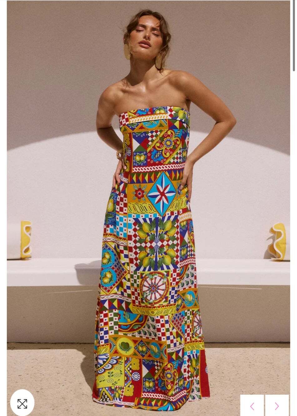 Seven Wonders Saphira Maxi Dress Size XL Phaedra Amalfi Coast Lemons Resort
